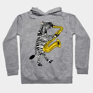 Zebra Playing Saxophone Hoodie